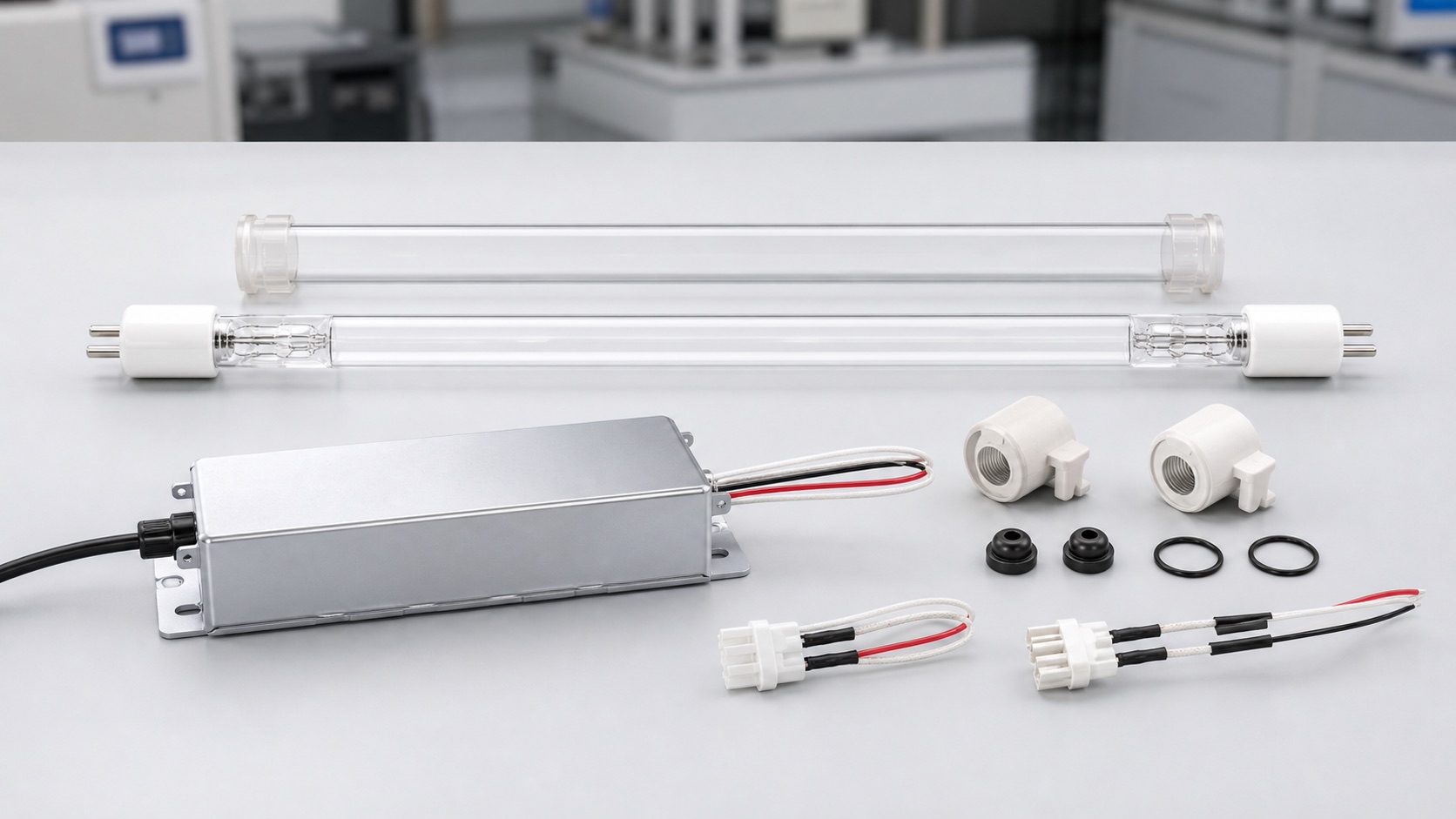 Amalgam UV lamp with quartz sleeve and ballast for replacement matching