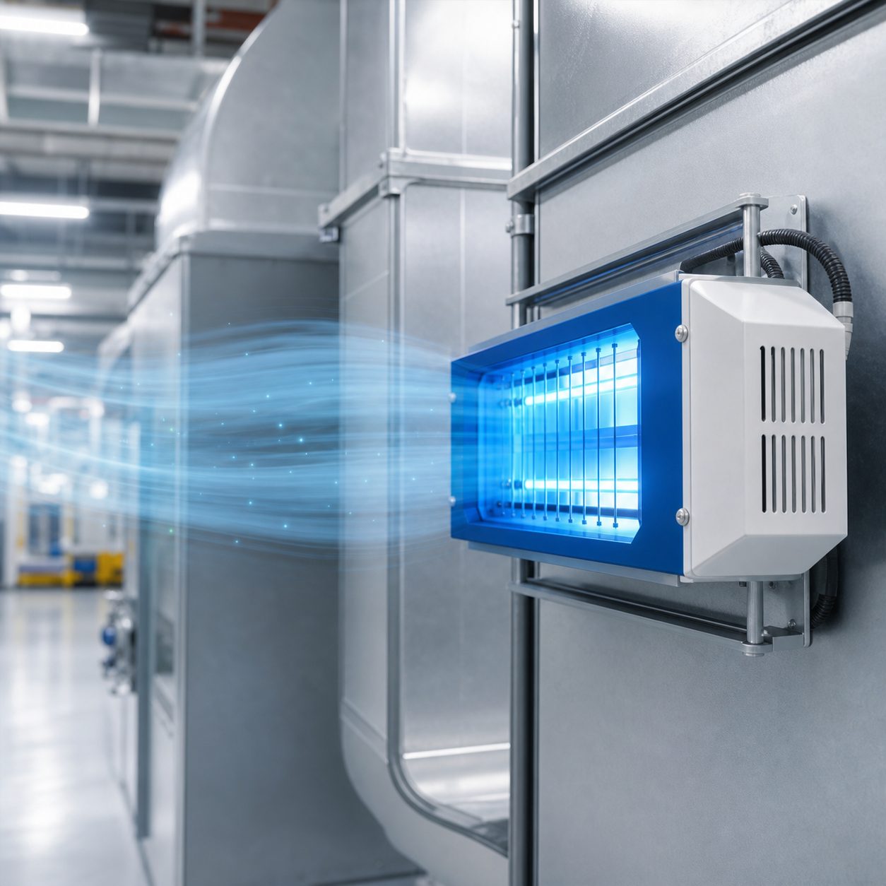 Generated photoplasma air disinfection module for HVAC air purification