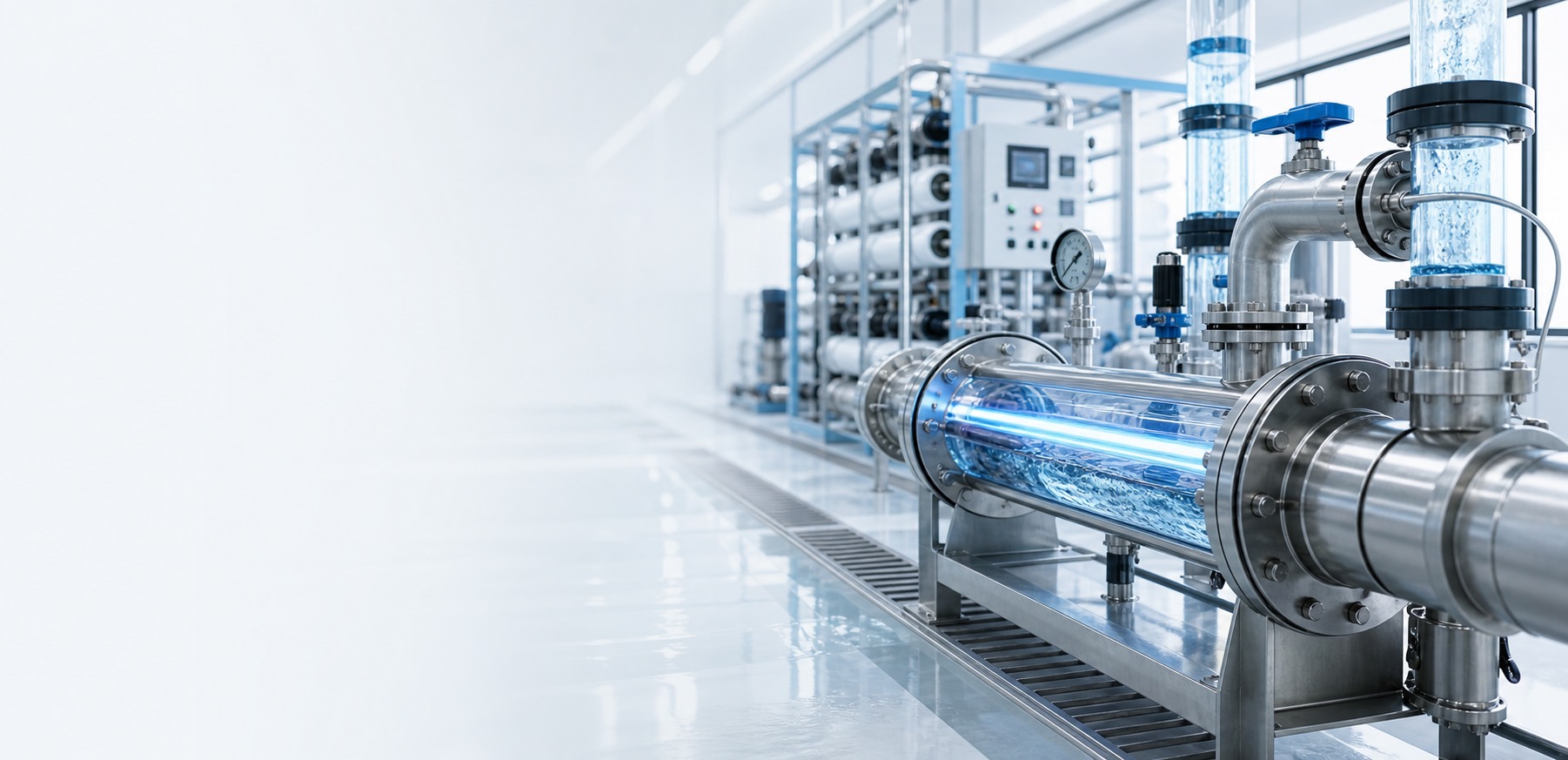 Quartz sleeve and UV lamp application for industrial water sterilizer maintenance