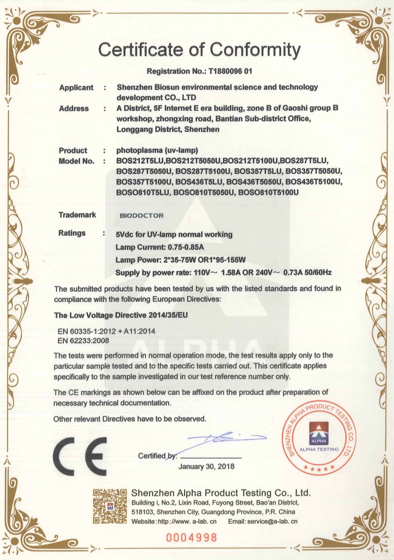 CE LVD certificate preview