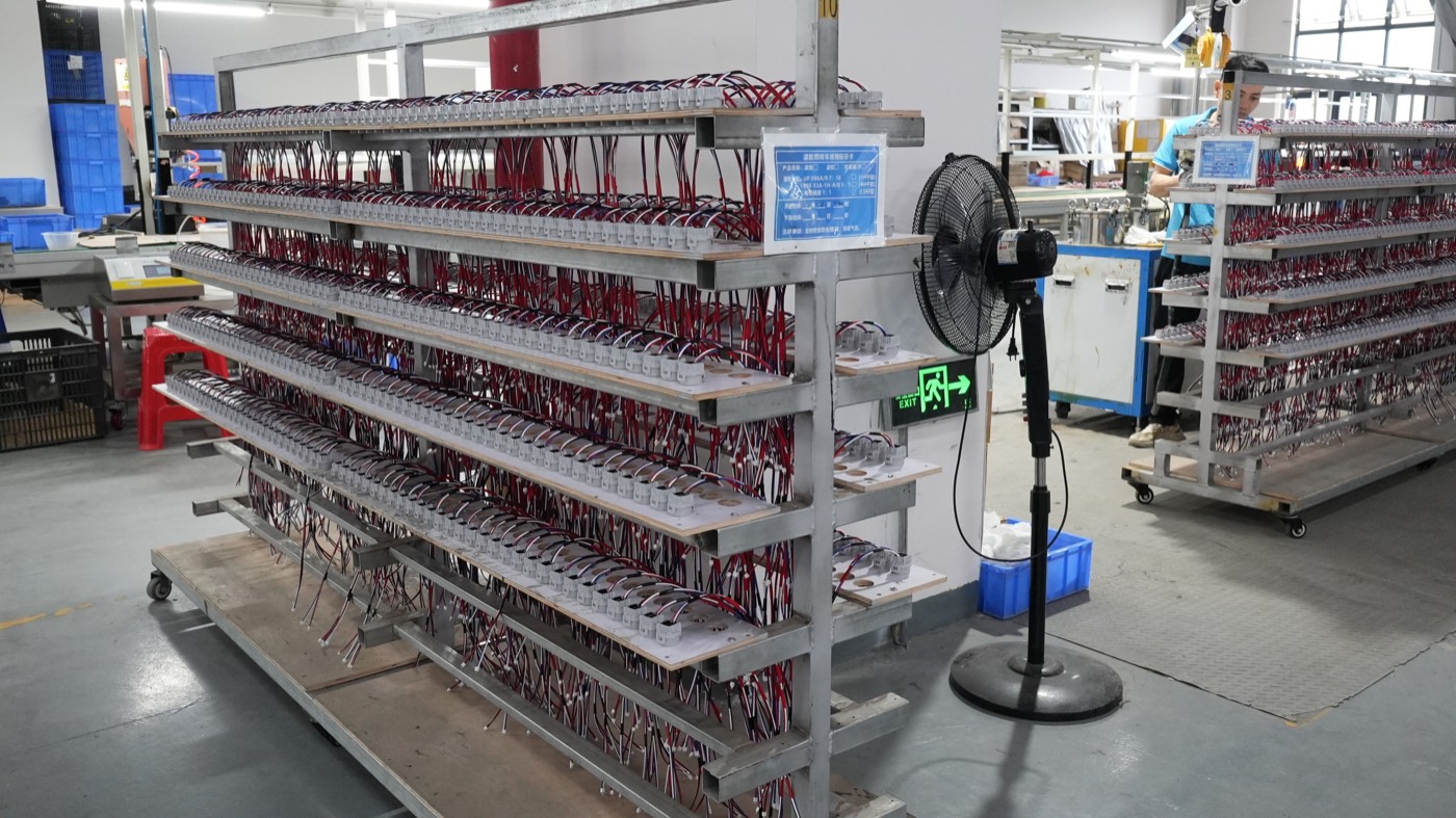 BIOSUN module assembly and aging racks