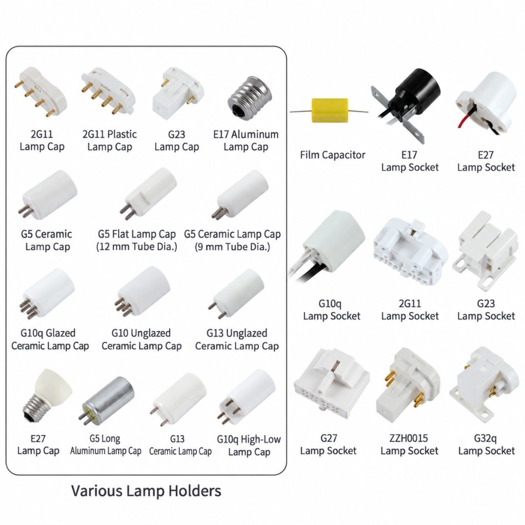 UV lamp base, cap, holder and socket type reference