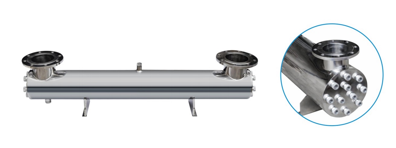 Industrial multi-lamp stainless steel UV water reactor